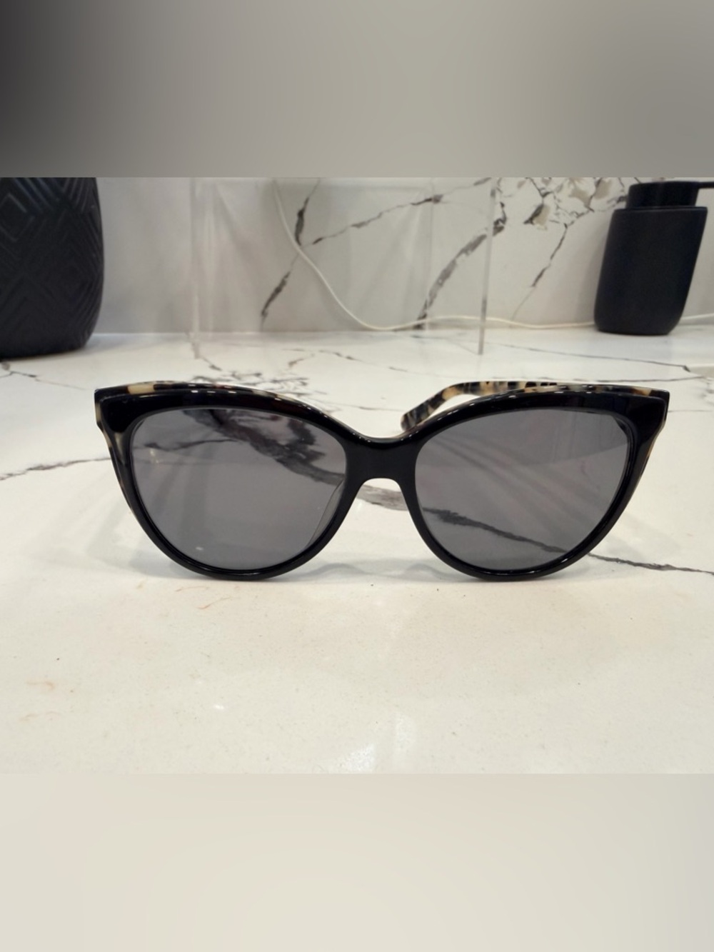 Kate Spade Black Cat-Eye Sunglasses with Tortoiseshell Accents